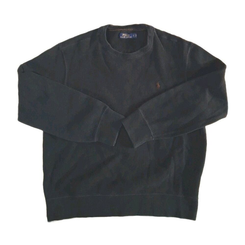Ralph Lauren Polo Mens Sweater sz L Cotton Black Pullover Crew Neck